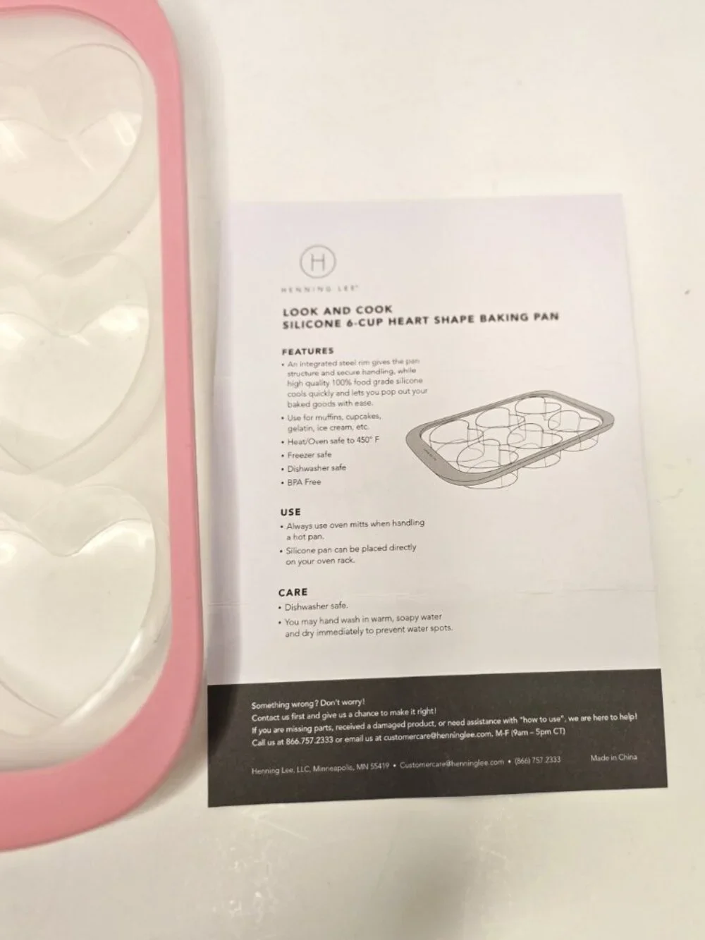 Henning Lee Look & Cook Heart Shape Baking Pan Silicone 6-Cup New Muffins Cake